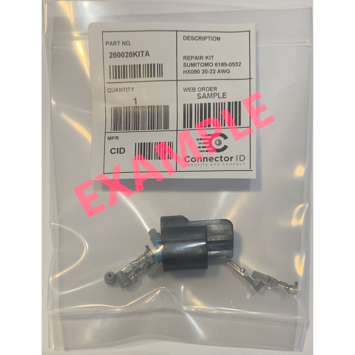 CID1011-2.3-21KIT Connector Kit 1 Way Female, 090 II, Gray, Sealed, Yazaki 7283-7010-10