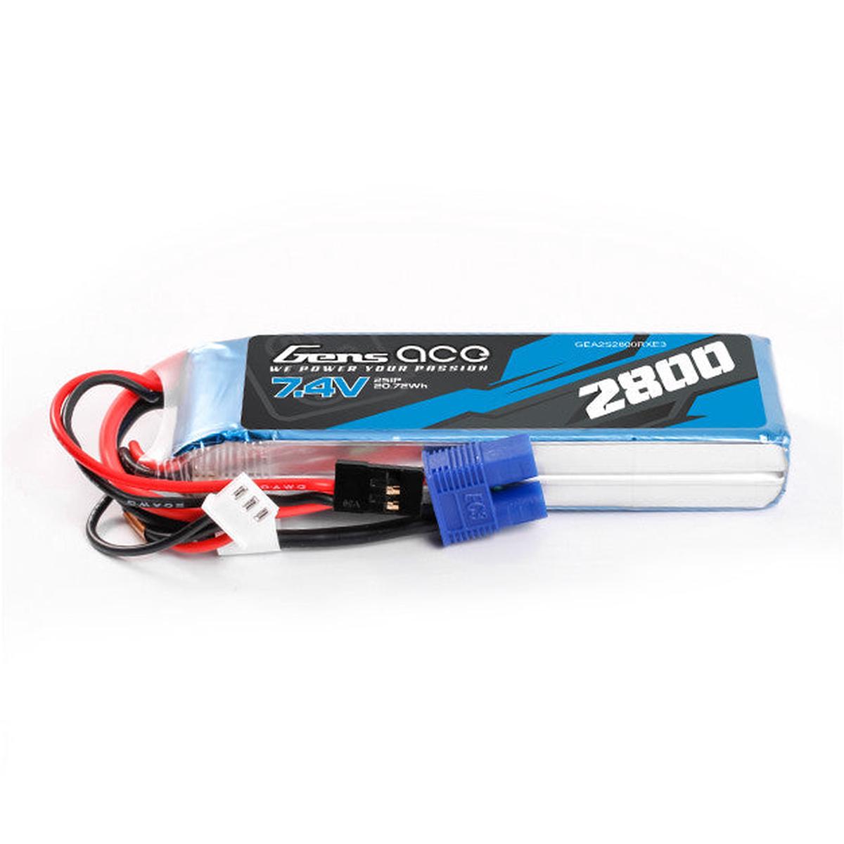 Gens ace 2800mAh 2S1P 7.4V  RX   EC3 & JR    JST-XHR-3P
