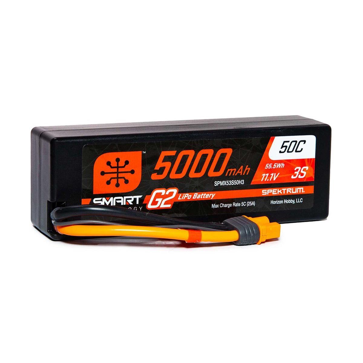Spektrum 5000mAh 3S 11.1V Smart G2 LiPo 50C Hard Case IC3 SPMX53S50H3
