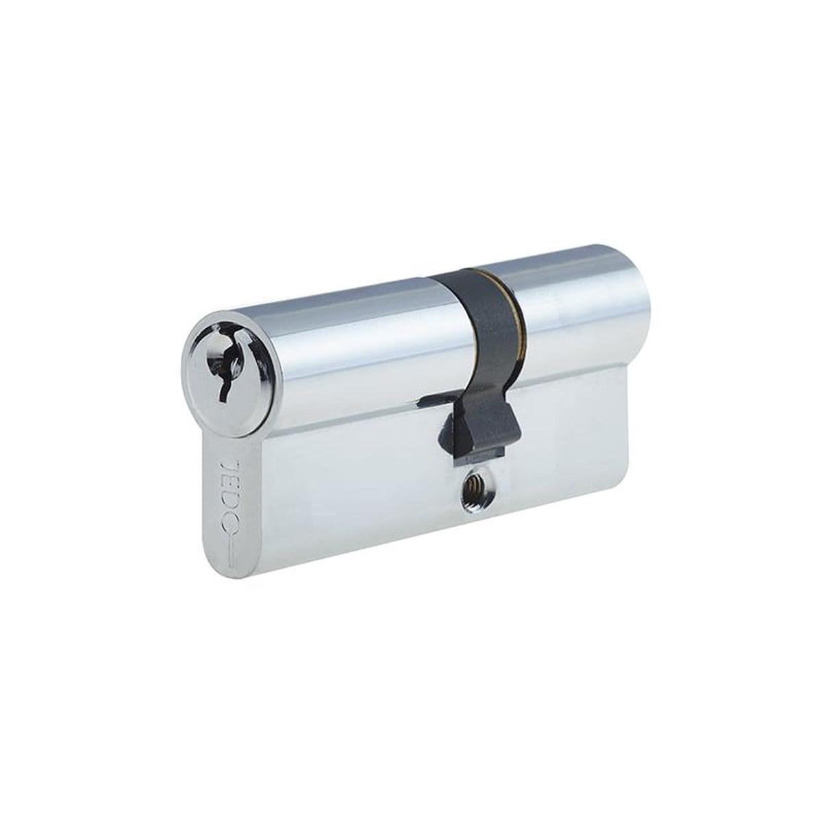 35x45mm 5 Pin Euro Profile Offset Double Cylinder, Keyed to Differ with 3 Keys Polished Chrome