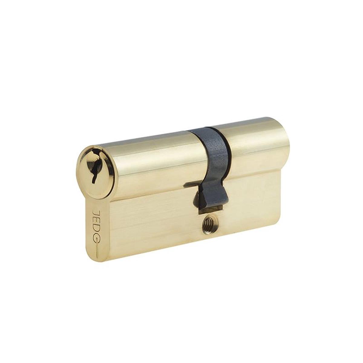 35x50mm 5 Pin Euro Profile Offset Double Cylinder, Keyed to Differ with 3 Keys - Polished Brass
