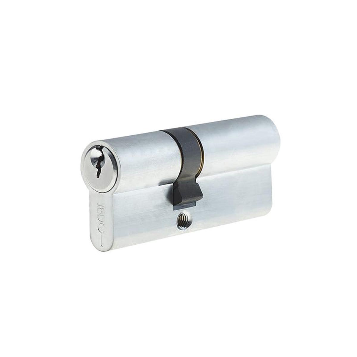 35x45mm 5 Pin Euro Profile Offset Double Cylinder, Keyed to Differ with 3 Keys - Satin Chrome